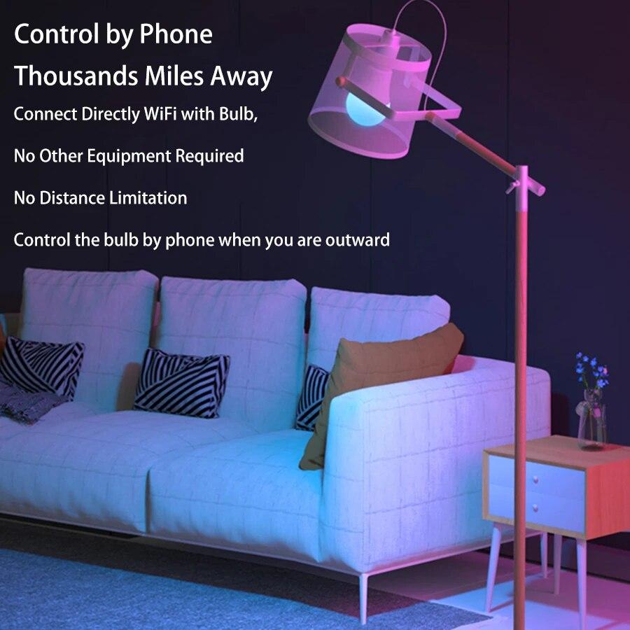 Tuya WiFi E27 Smart Bulb 220V RGB Alexa LED Lamp APP&Voice Control Compatible with Google Assistant for Smart Life Decoration