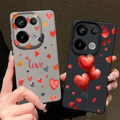 Custodia Morbida in Silicone con Motivo Palloncini d'Amore per Xiaomi 13t Poco X6 M6 Pro Redmi Note 14 13 12 11 10 Pro Antiurto Trama Pelle Colore Tinta Unita