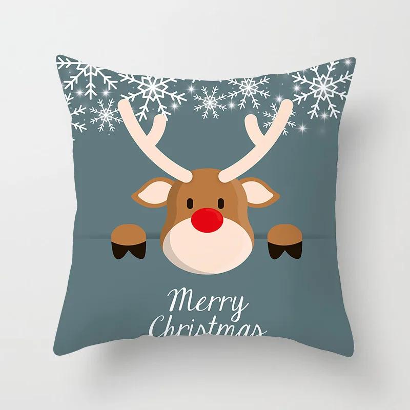 Christmas Decoration Cartoon Santa Claus Polyester Throw Pillow Case Merry Christmas Decorative Pillowcase 45X45Cm