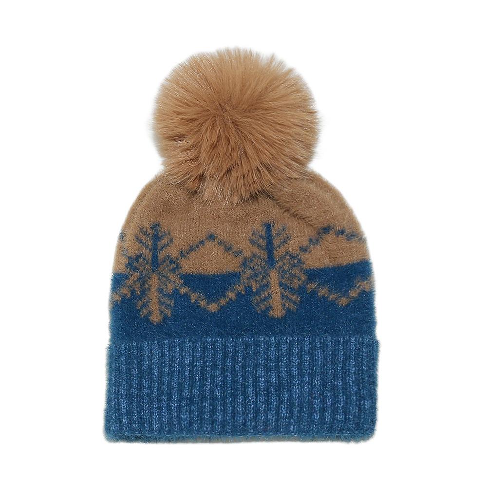 Autumn and Winter New Wool Hat Christmas Day Snowflake Pullover Hat Imitation Mink Knitted Hat Women 2025