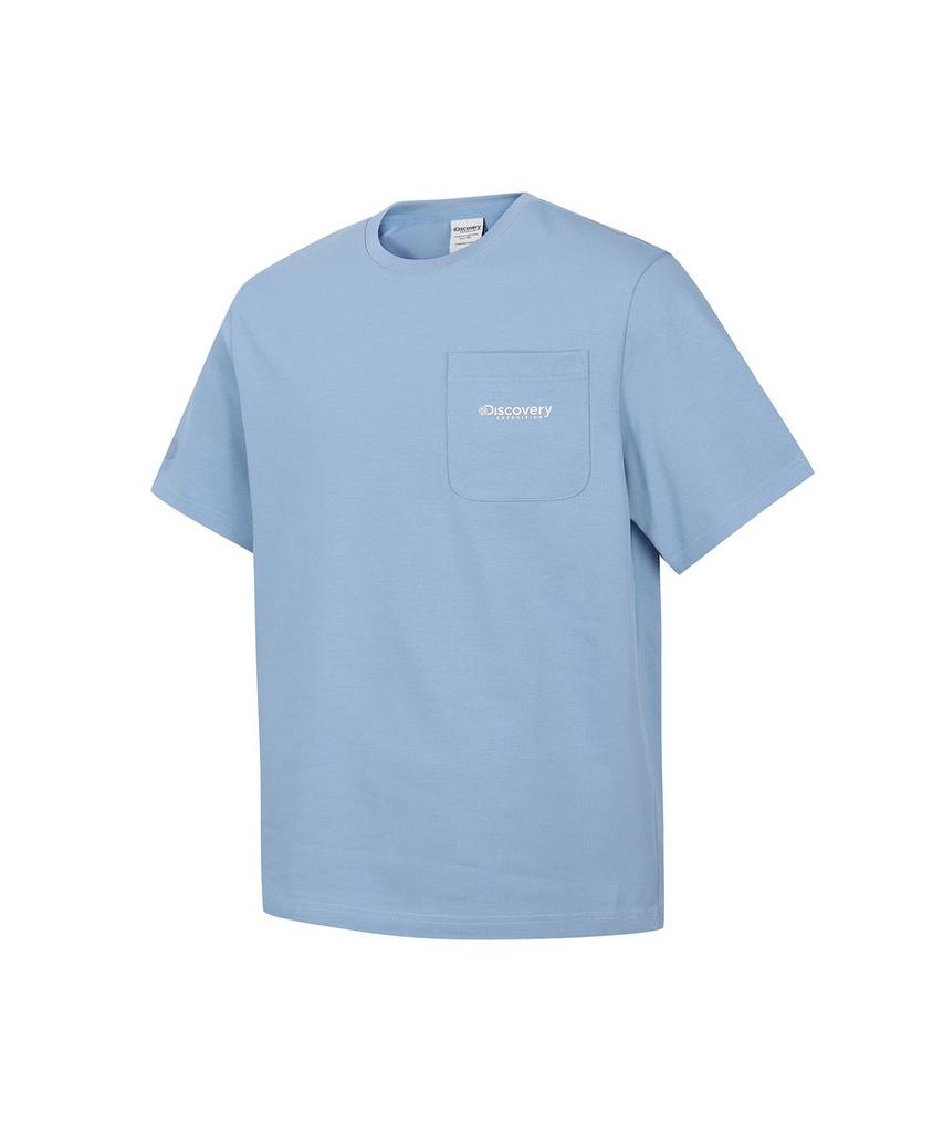 DISCOVERY EXPEDITION Unicolor Cloud Graphic Short Sleeve T-Shirt (Blue)