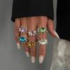 SHIXIN 2026 New Exquisite Colorful Rhinestone Open Rings Women Retro Acrylic Stack Adjustable Knuckle Ring Y2K Jewelry Accessory