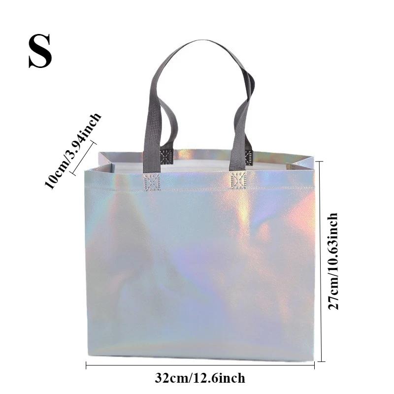 

1/5/10 шт. Серебряные многоразовые подарочные сумки-тоуты для покупок продуктов на свадьбу, день рождения, вечеринку, Рождество, подарочные пакеты для подружек невесты, упаковка 1pc