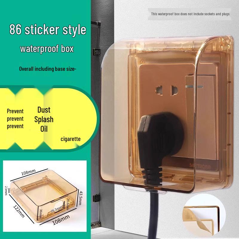 Type 86 Waterproof Switch & Socket Splashproof Cover - Transparent Adhesive Power Protection for Bathroom