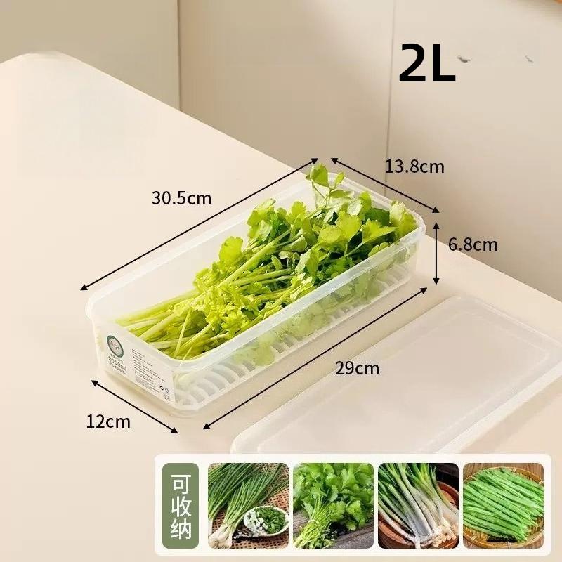 Refrigerator Organizer Fridge Storage Box Fresh Vegetable Scallions Boxes Drain Basket Food Storage Containers Kitchen Organizer