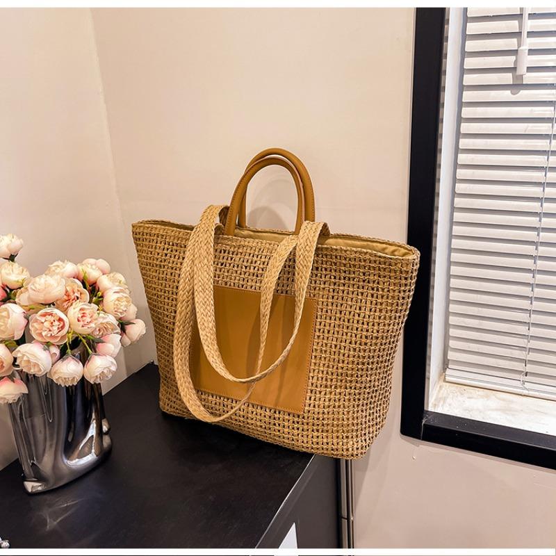 Woven Straw Bag Women's Large-capacity New Casual Shoulder Portable Tote Seaside Vacation Beach Bag