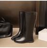Cotton Knight Boots Women's Basic Low-heeled Boots Autumn and Winter Simple Versatile Knee Boots Leather High Boots