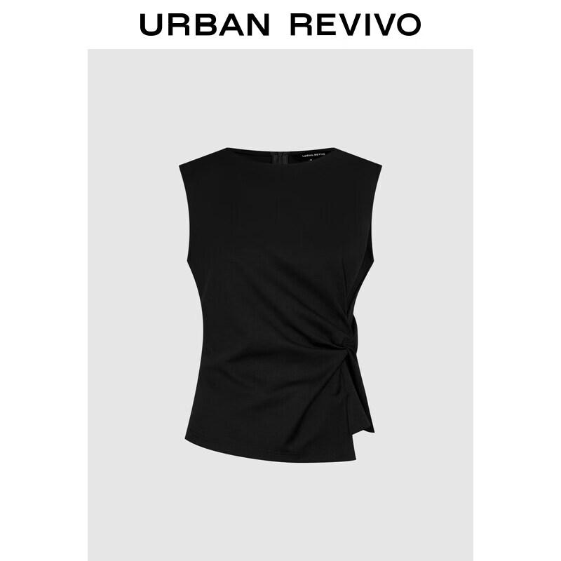 UR 2026 Spring Elegant Sleeveless Twist-Waist T-shirt