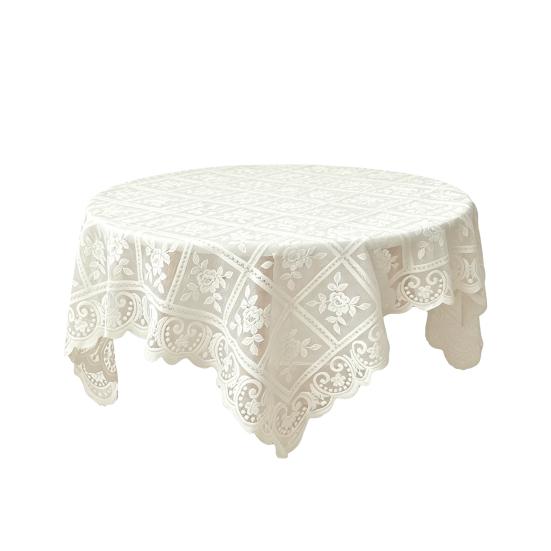Lace Tablecloth Vintage Lace Fabric Farmhouse Table Cloth Embroidered Flower Wedding Tablecloth Small