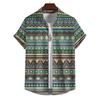 Vintage Hawaiian Shirts For Men Ethnic Pattern Print Lapel Blouse Fashion Casual Womens Clothes Short Sleeve Tees Tops
