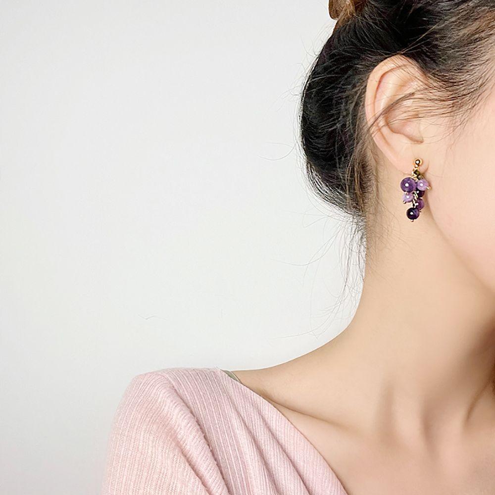 Geometric Women Girl Party Korea Fashion Jewelry Clip Earrings Drop Earrings Grape String Earrings