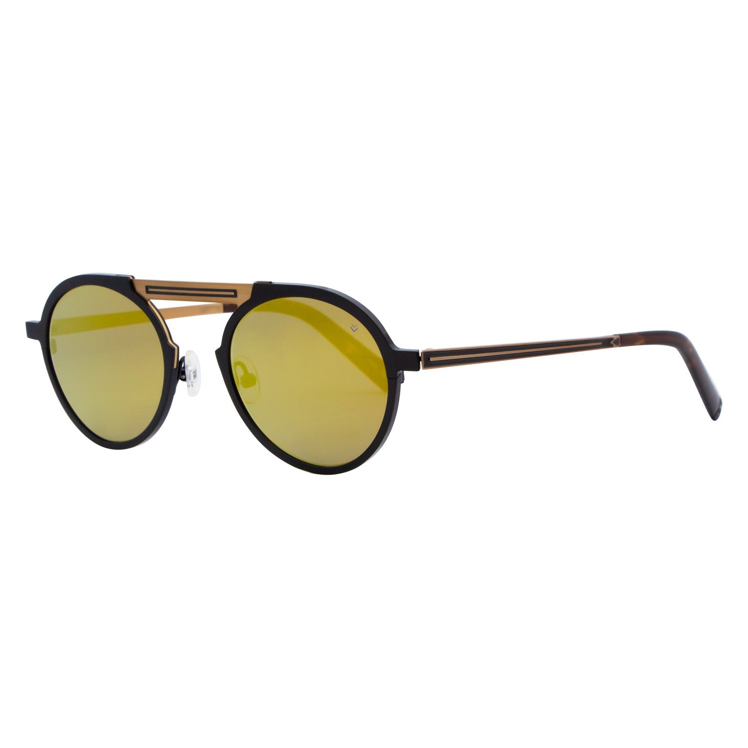 

John Varvatos Круглые солнцезащитные очки V517, черное золото, 49 мм 517