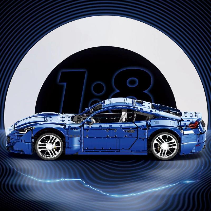 Technical Racing Blue Sports Car RB11010 GT110 Building Model Car, 5480PCS 1:8 Colletible Building Blocks Gift For Car Lovers