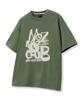 MOZMOZ Brush Logo Double Weave Short Sleeve T-Shirt Khaki