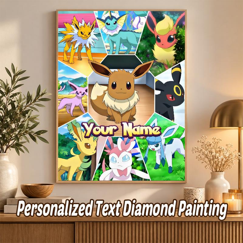 Eevee Evolutions Custom Name Diamond Painting Personalized 5D Full Drill DIY Diamond Art Home Decor