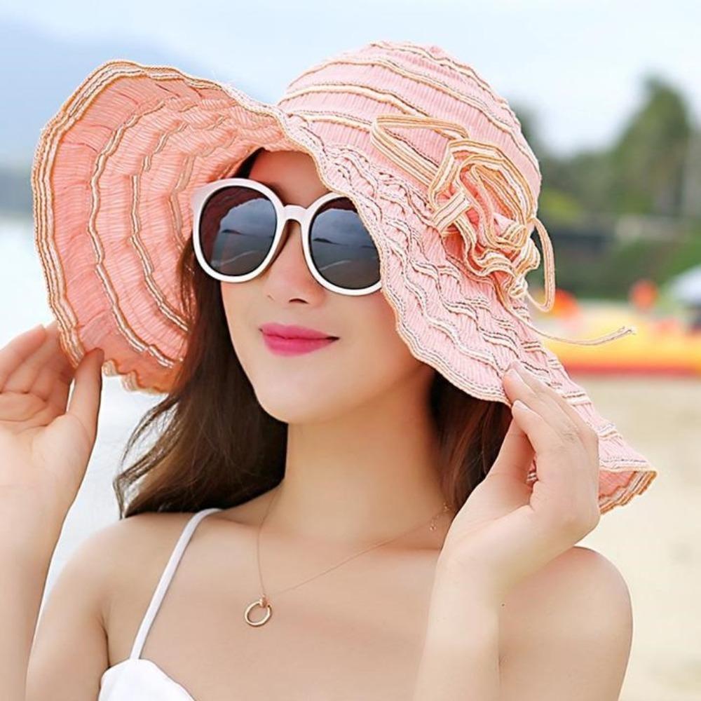 

Washable Collapsible Sunhat UV Protection Fisherman Hats Elegant Sun Protection Cap Vacation рожевий червоний колір