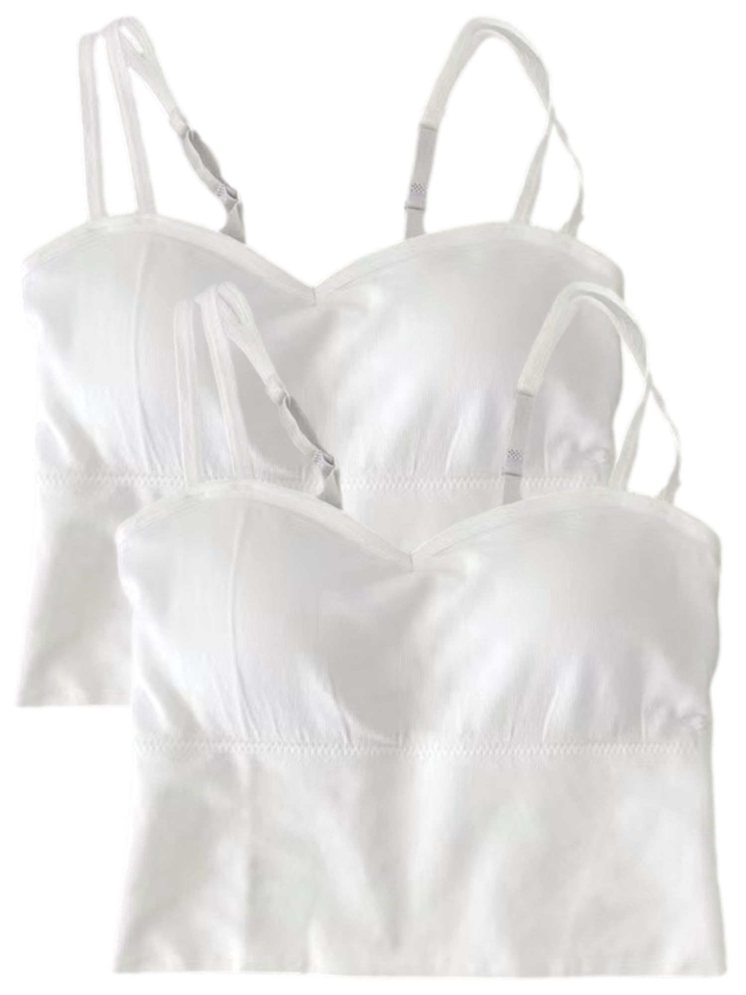 

Aquamie Короткий бюстгальтер Бюстгальтер Майка с внутренней майкой-топом, Набор из 2 штук, Женский топ, Чашки, (Белый, Белый)