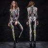 Halloween Costume Bodysuit Women Black Skeleton Design Full Body Suit Party Cosplay Stage Performance