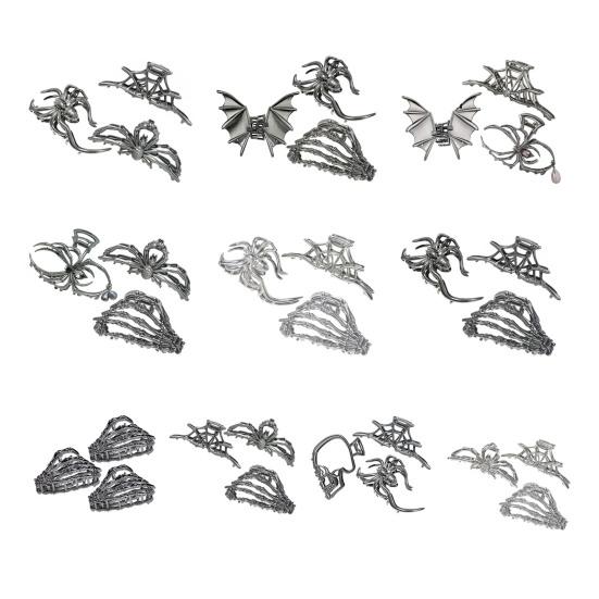 3Pcs Women Hair Claws Spider Bat Skull Hand Shape Hair Clips Anti-slip Teeth Back Head Hair Barrettes Hair Styling Accessories