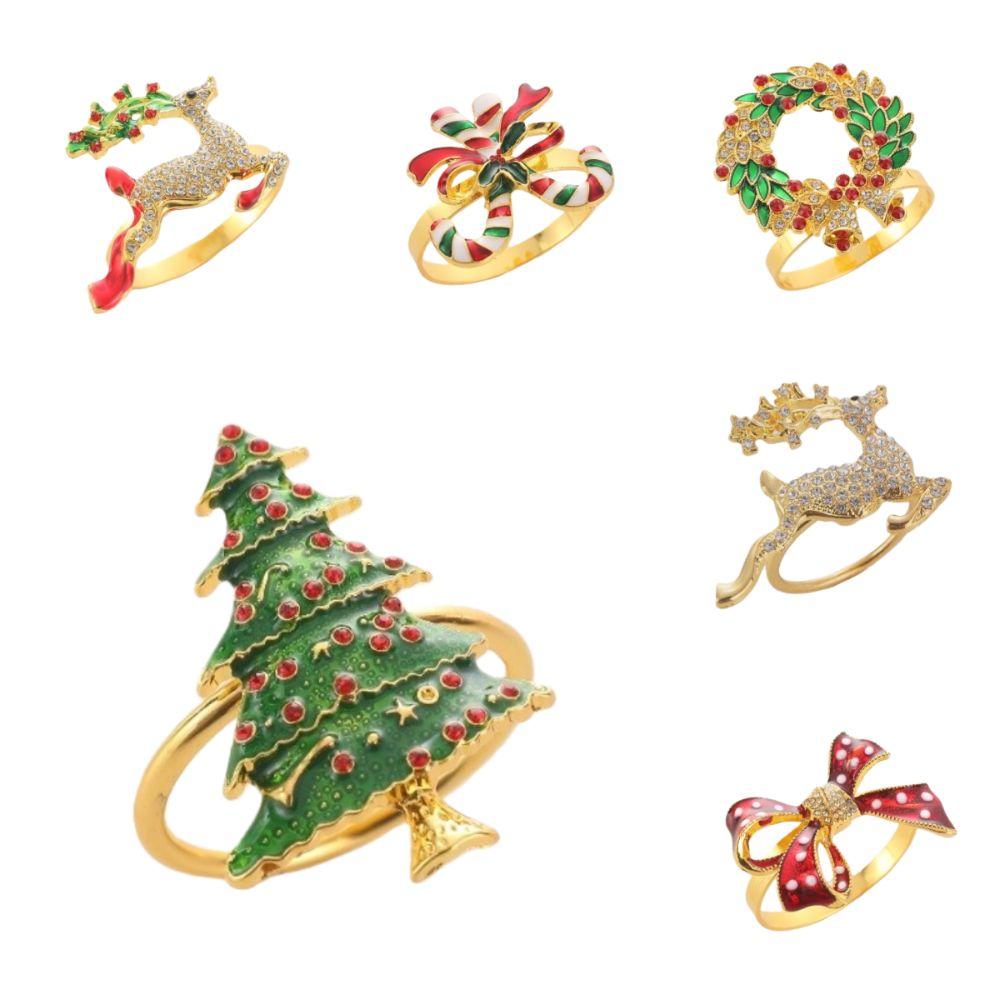 2 Stück Neue Metall Serviettenringe Weihnachtsbaum Goldfarben Serviettenhalter Elch Girlande Weihnachtsdeko Serviettenschnalle Familienfeier
