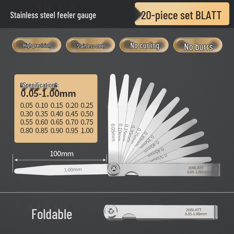 Stainless Steel High Precision Feeler Gauge Set for Valve Clearance Measurement