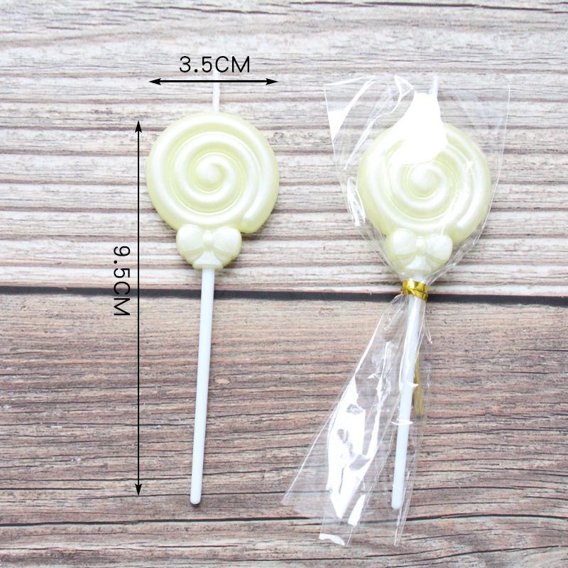 Single Bow Candle Beautiful Cake Decoration Plug-in Pink and White Cartoon Lollipop Birthday Candle