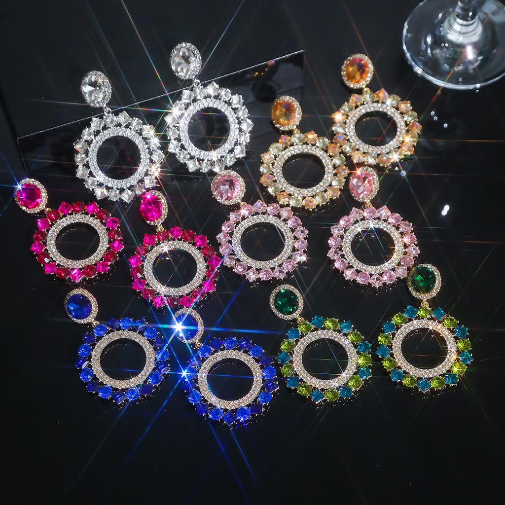 Stylish Shiny Glass Rhinestone Earrings