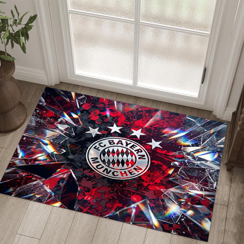 FC Bayern Design Kristall Samt Teppich Gemütlich Nicht?Rutschfester Teppich mit Aufdruck für Schlafzimmer Wohnzimmer Eingang