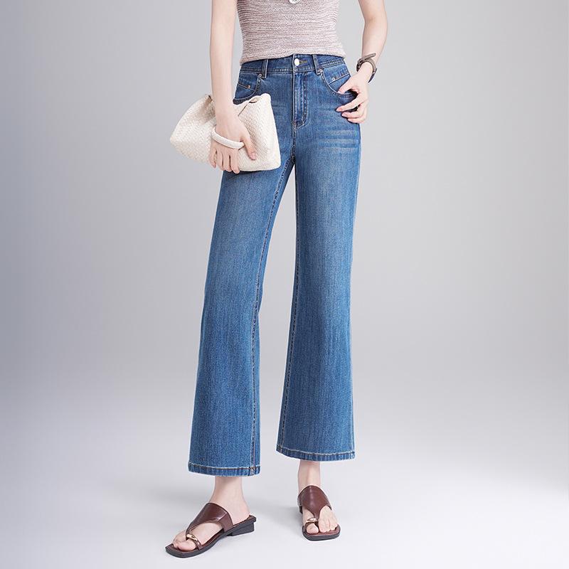 Women s High Rise Flare Jeans Regular Four Way Stretch Petite Cropped Ankle Pants Summer Washed Casual Denim Trousers S