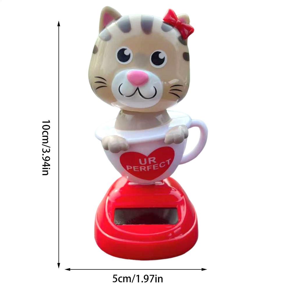 Car Solar-Powered Cute Dancing Cat Ornament Car Interior Center Console Ornament Decoration Car Roof Instrument Swing