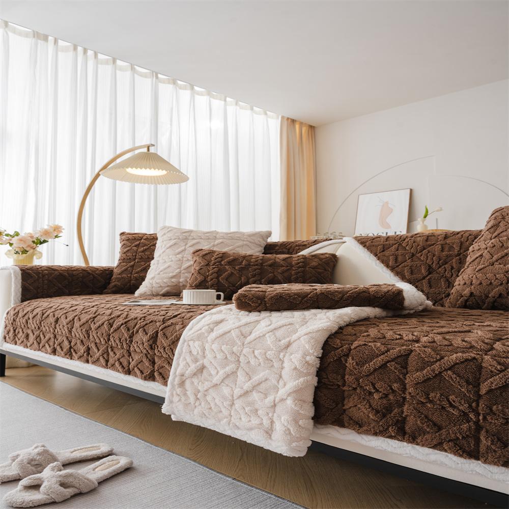 Simple Winter Sofa Cushion Plush Cushion Cushion Cover Towel Sofa Cover Anti-slip Thickening