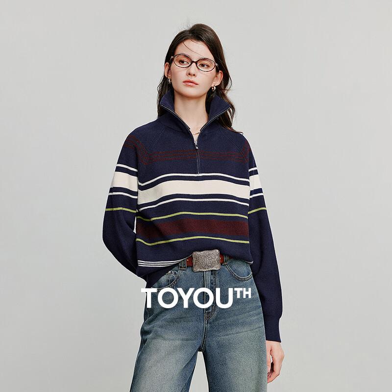 Chuyu Women's Striped Half-Zip Knit Top