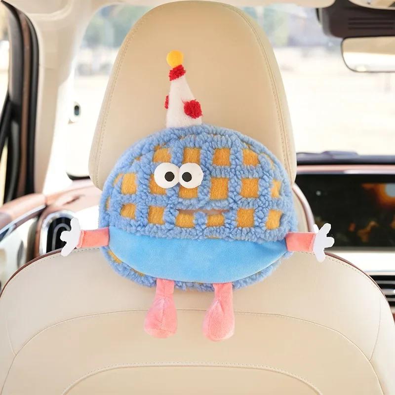 Car Tissue Box Small Monster High-grade Light Luxury Wall Mounted Car Creative Fun Cartoon Cute Cartoon Paper Box Tissue Bag