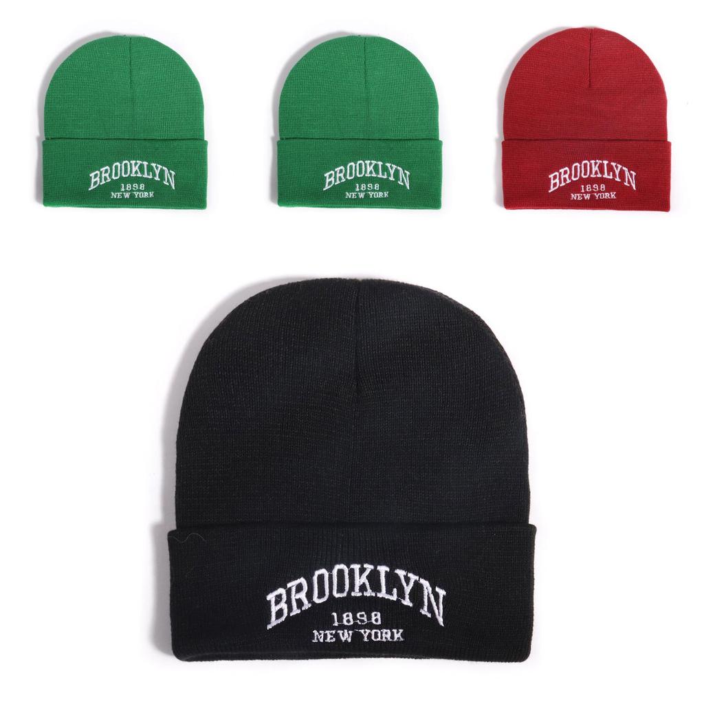 Korean Style Embroidered Knit Cap With Warm Acrylic Material For Outdoor Casual Wear