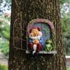 Schlafender Zwerg und Frosch Wandhänger, Kreative kleine Außen-Gartenstatuen, Baumhänger, Hängende Harzornamente