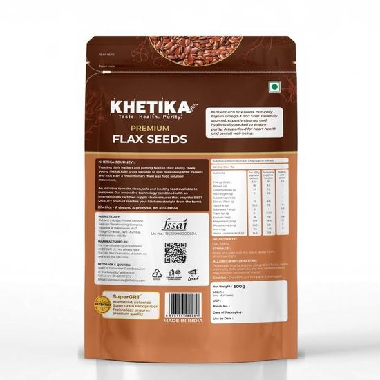Khetika Natürliche Leinsamen 500G | Natürliches Alsi | Gut für die Haargesundheit