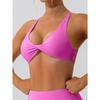 CHARMLEAKS Womens Seamless Sports Bra Twisted Chest Criss Cross Back Push Up Yoga Running Fitness Bra