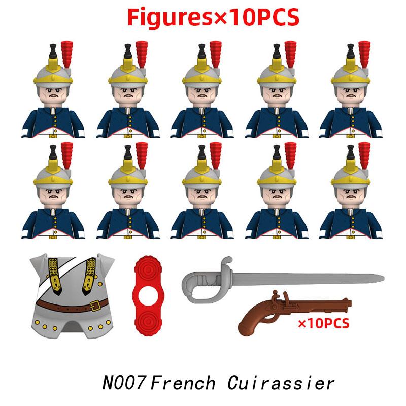 10 stücke Napoleonischen Kriege Militär Soldaten Bausteine WW2 Mini Figuren Französisch Britischen Fusilier Gewehre Waffen Spielzeug Für Kinder
