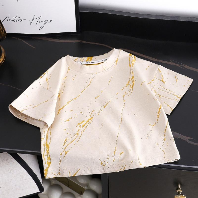 

Летняя футболка для девочек и мальчиков, 100% чистый хлопок, детский топ, детская модная повседневная одежда с принтом букв, топ-футболка для маленькой девочки 90 бежевый