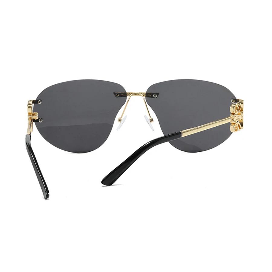 Special-shaped Oversized Rimless Sunglasses Women Brand Designer Shades Eyewear Pilot Sun Glasses Female UV400