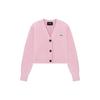 Ss23 Solid Color Front Logo Single-Breasted Short Sleeve Knit Cardigan Women Tops Light-Pink WD-KC1-23-671-W-LP