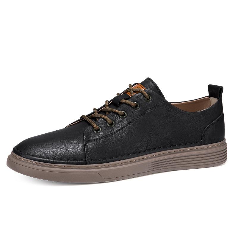 

Spring fashion trendy low-top leather shoes large size men s outdoor hollow breathable flat shoes retro lace-up casual shoes 36