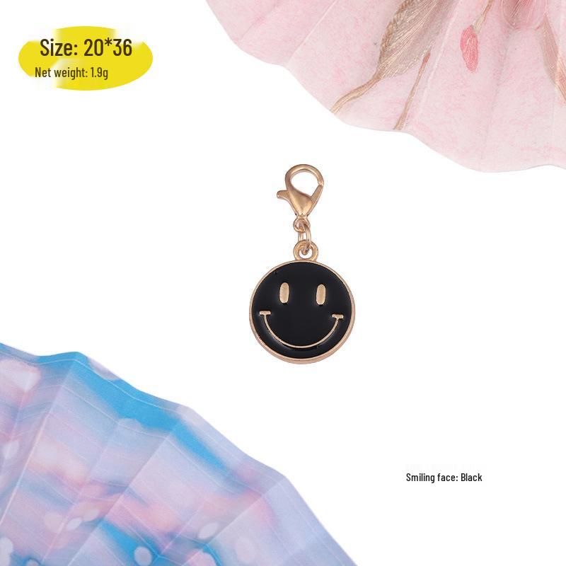 Smiling Face Gold Zinc Alloy Pendant Keychain Accessory
