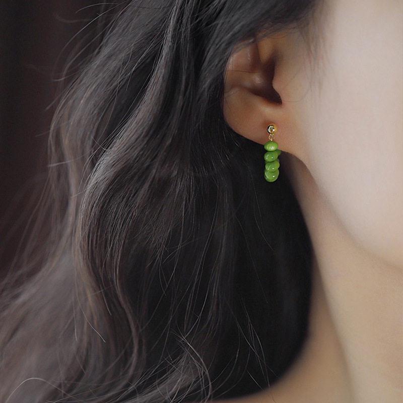 2026 Retro Green Chinese Style Women’s Stud Earrings – Winter's Hot Niche Design