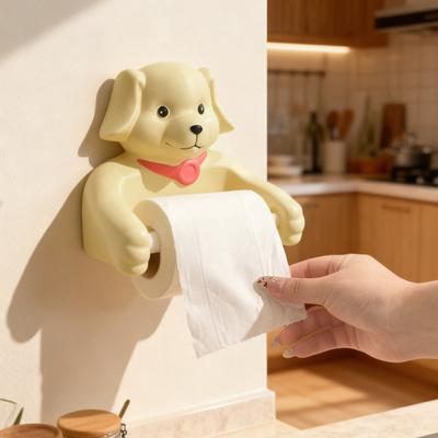 Cartoon Puppy Design Napkin Rack with Non-Slip Surface Easy Installation Tissue Storage Rack Decorative Ornament Bathroom Accessories