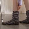 Wide-mouthed Socks for Autumn and Winter, Flared Flared Striped Socks, Women's Fabric Label Pile Socks, Women's Loose Mid-calf Socks