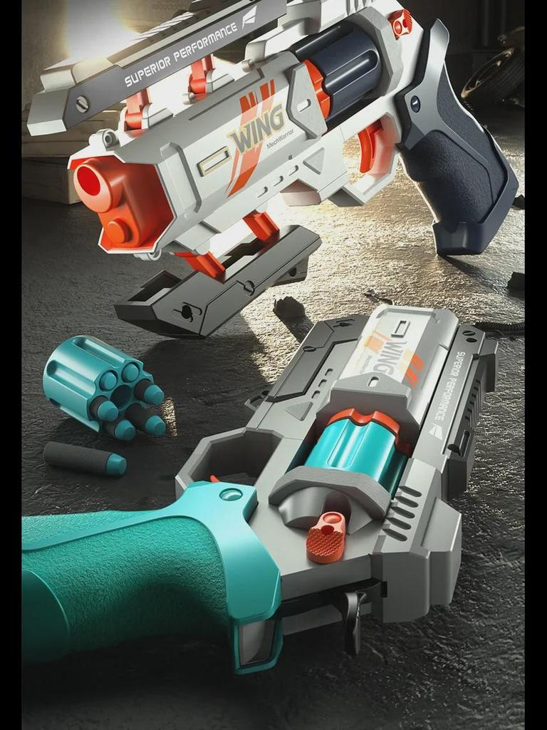 Pistol de jucărie cu glonț moale exploziv Mecha: Pistol mecanic interactiv de exterior pentru băieți