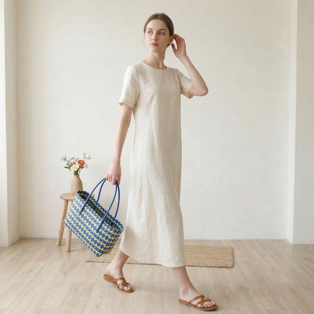 Vacation Style Weave Bag Bohemian Style Beach Tote Bag Casual Plastic Handbag  Girls