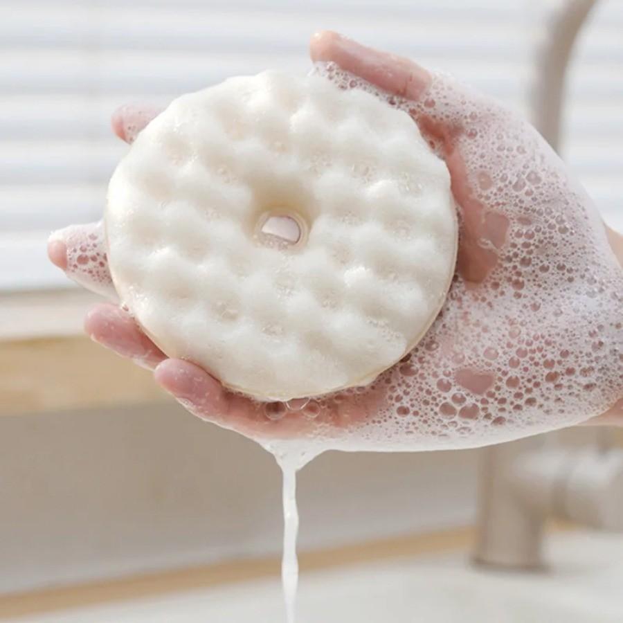 2Set Double-Sided Sponge Clean Brush With Suction Cup Household 3D Honeycomb Dishwashing Brush Kitchen Scouring Pad Clean Tool