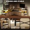 L Shaped Work Desk With LED Lights Black